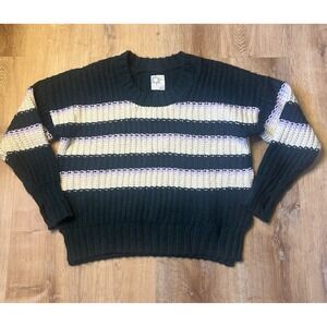 Offline By Aerie Bundle Up Chunky‎ Knit Sweater Women's S Green Striped Boxy NEW